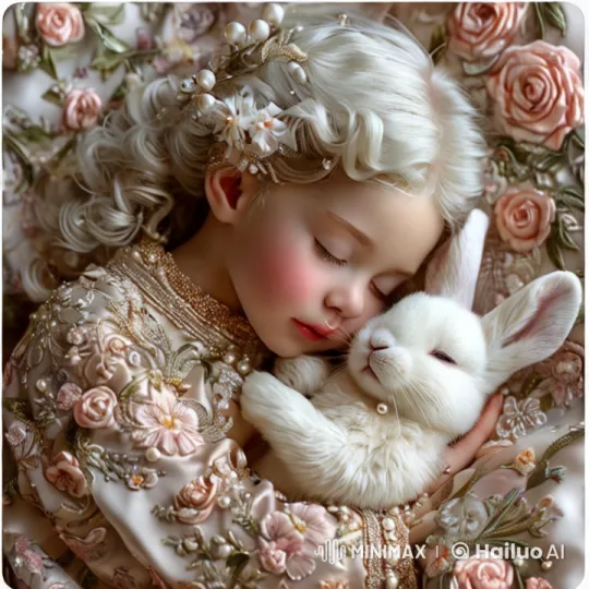 Girl with Rabbit in Serene, Elegant Setting – AI Generated Video | Hailuo AI