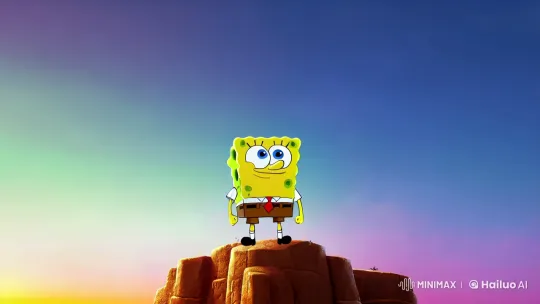 SpongeBob and Dog's Dramatic Leap from Mountain – AI Generated Video | Hailuo AI