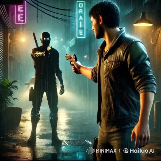 Ethan Battles AI Attacker in Gritty Neon Alley – AI Generated Video | Hailuo AI
