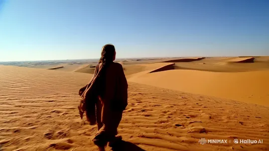 Desert Wanderer: A Journey Through Vast Sands – AI Generated Video | Hailuo AI