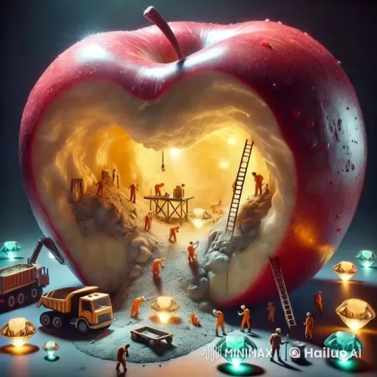 Mini Builders Construct Inside Hollowed Apple – AI Generated Video | Hailuo AI