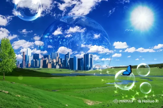 Nature and Urban Harmony in Futuristic Landscape – AI Generated Video | Hailuo AI