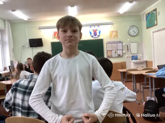Boy Strips to Abs in Dynamic Classroom Setting – AI Generated Video | Hailuo AI