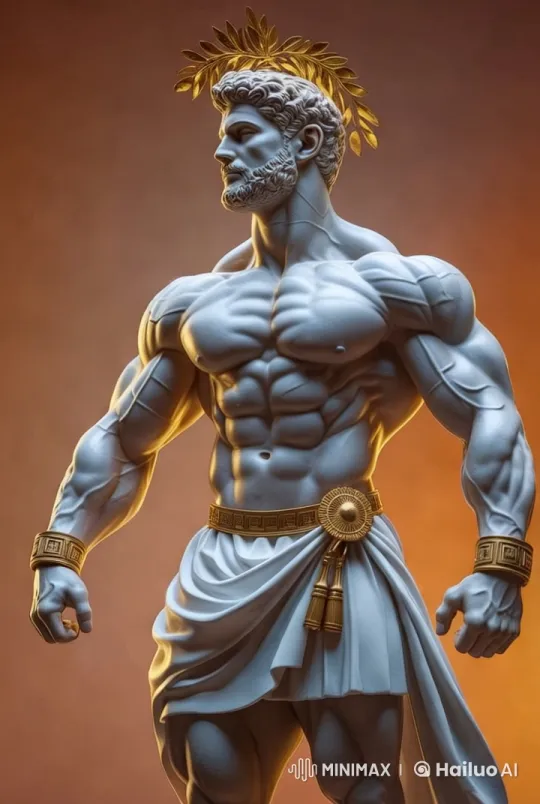 Captivating Close-Up of Majestic Statue with Golden Laurel Wreath – AI Generated Video | Hailuo AI