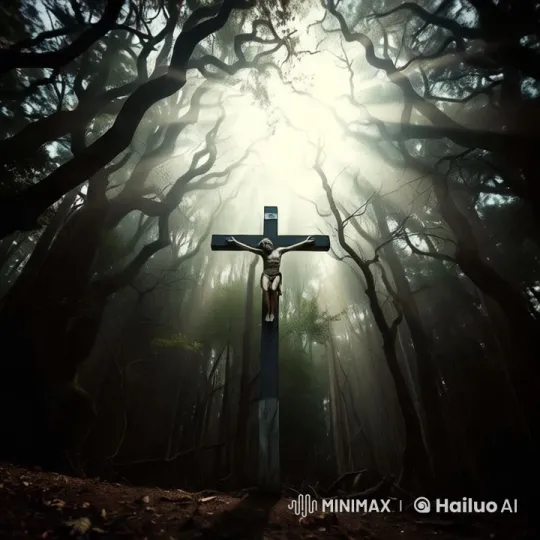 Serene Forest Scene with Central Crucifix – AI Generated Video | Hailuo AI