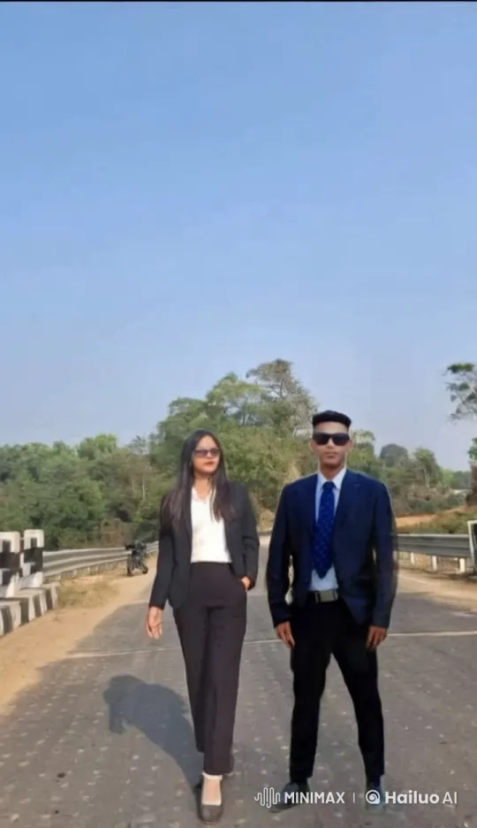 Couple Walking on Paved Road with Nature Background – AI Generated Video | Hailuo AI
