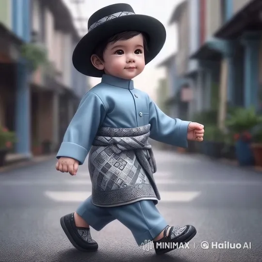 Confident Child in Traditional Attire on Charming Street – AI Generated Video | Hailuo AI