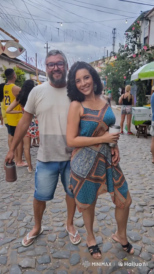 Festive Street Scene with Smiling Couple – AI Generated Video | Hailuo AI