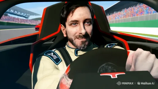 Racing Driver Triumphs in Thrilling Race Scene – AI Generated Video | Hailuo AI