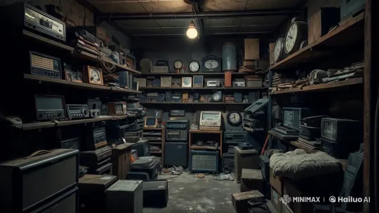 Exploring a Nostalgic Storage Room of Vintage Electronics – AI Generated Video | Hailuo AI