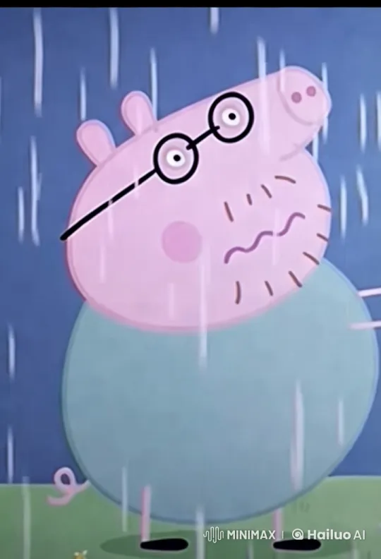 Daddy Pig's Melancholic Walk in the Rain – AI Generated Video | Hailuo AI