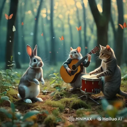 Forest Animals Harmonize in Enchanting Concert – AI Generated Video | Hailuo AI