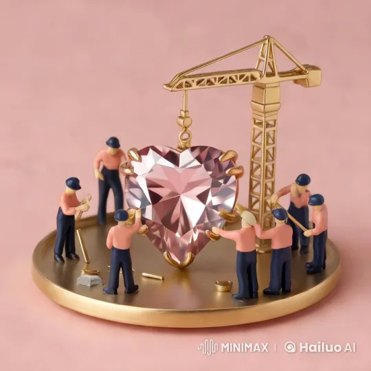 Miniature Craftsmanship: Workers Polish Heart-Shaped Gemstone – AI Generated Video | Hailuo AI