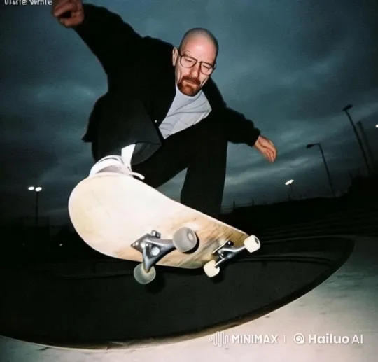 Skateboarder's Dusk Performance in Artistic Skate Park – AI Generated Video | Hailuo AI