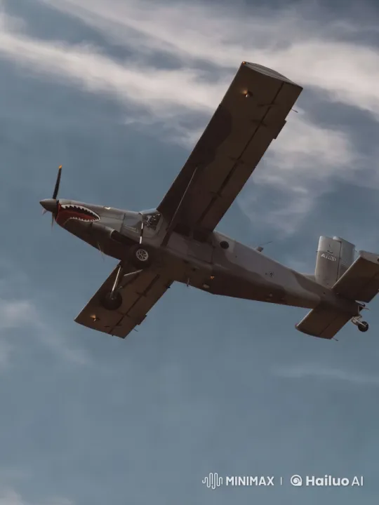 Aesthetic Slow-Motion Flight of a Vintage Aircraft – AI Generated Video | Hailuo AI