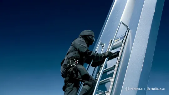 Mysterious Technician Repairs Fiber Optic Cable on Tower – AI Generated Video | Hailuo AI