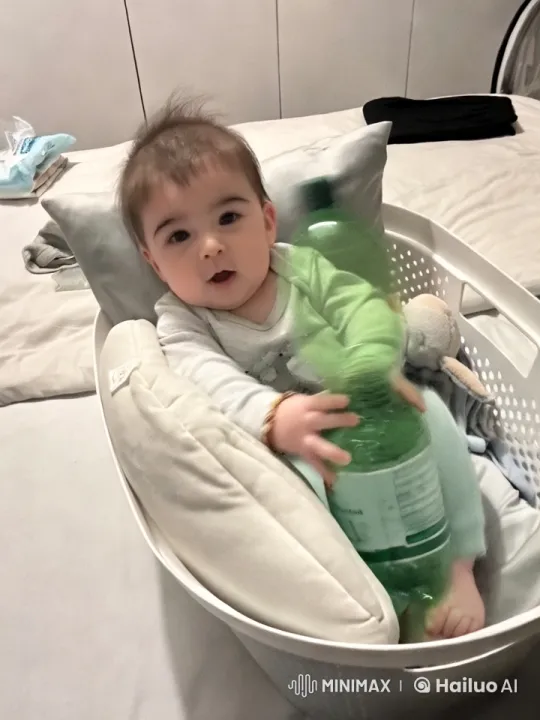 Baby's Playful Dance and Kung Fu Moves in Laundry Basket – AI Generated Video | Hailuo AI