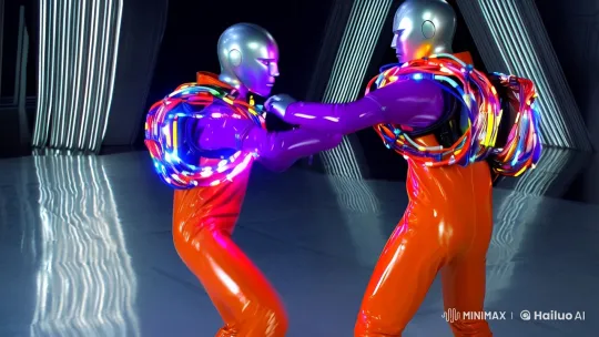 Futuristic Robots Engage in Elegantly Choreographed Martial Arts – AI Generated Video | Hailuo AI