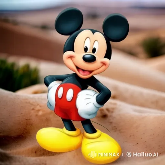 Mickey Mouse in Serene Desert Landscape – AI Generated Video | Hailuo AI