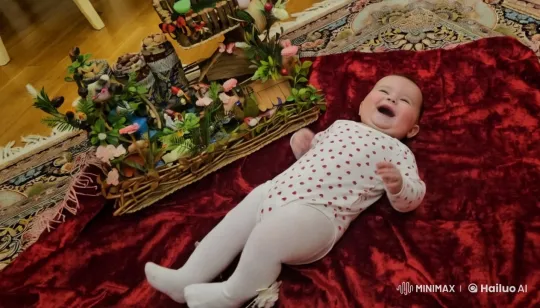 Baby's Gentle Exploration in Artistic Miniature Setting – AI Generated Video | Hailuo AI