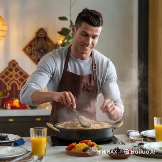Cozy Kitchen Scene: Man Enjoyably Cooks in Warm Ambiance – AI Generated Video | Hailuo AI