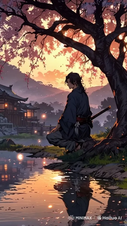 Peaceful Samurai Under Cherry Blossoms - Live2D Animation – AI Generated Video | Hailuo AI