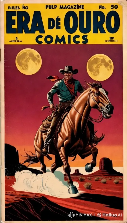 Cowboy Gallops Across Red Sky Desert, Shoots at Viewer – AI Generated Video | Hailuo AI