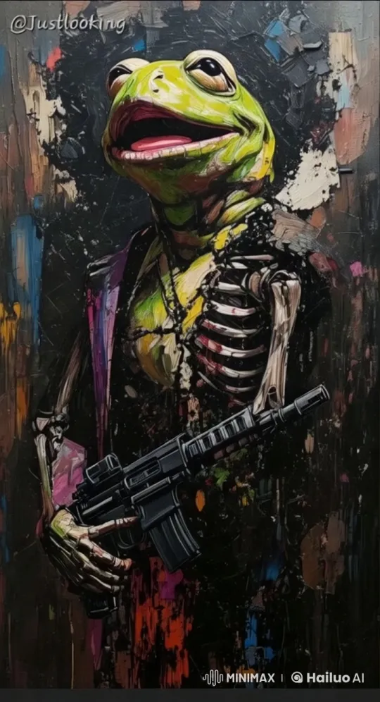 Surreal Frog with Rifle: Aesthetic and Dynamic Artwork – AI Generated Video | Hailuo AI
