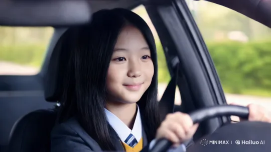 Serene Japanese Girl in Photorealistic Car Scene – AI Generated Video | Hailuo AI