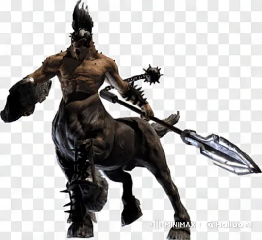 Centaur-like Creature with Spiked Mace and Spear – AI Generated Video | Hailuo AI