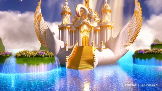 Heavenly Swan Palace: A Majestic 3D Animated Dream Realm – AI Generated Video | Hailuo AI