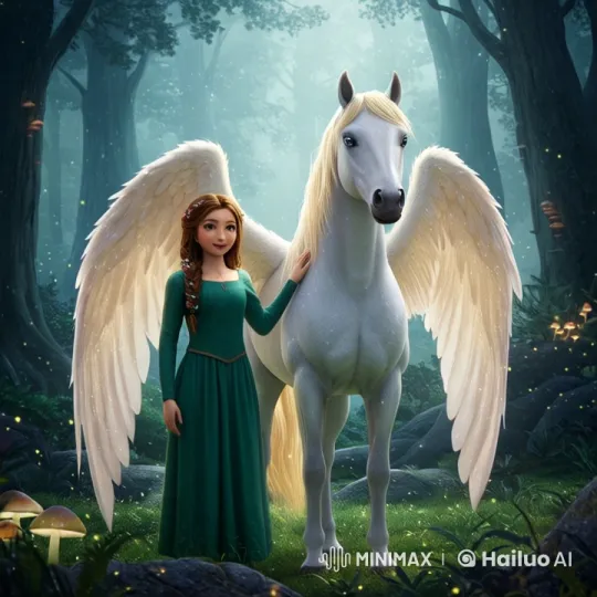 Ella and the Magical Winged Horse Starlight – AI Generated Video | Hailuo AI