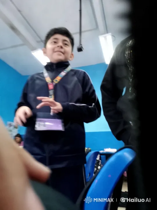 Student Discusses with Gestures in Bright Classroom – AI Generated Video | Hailuo AI