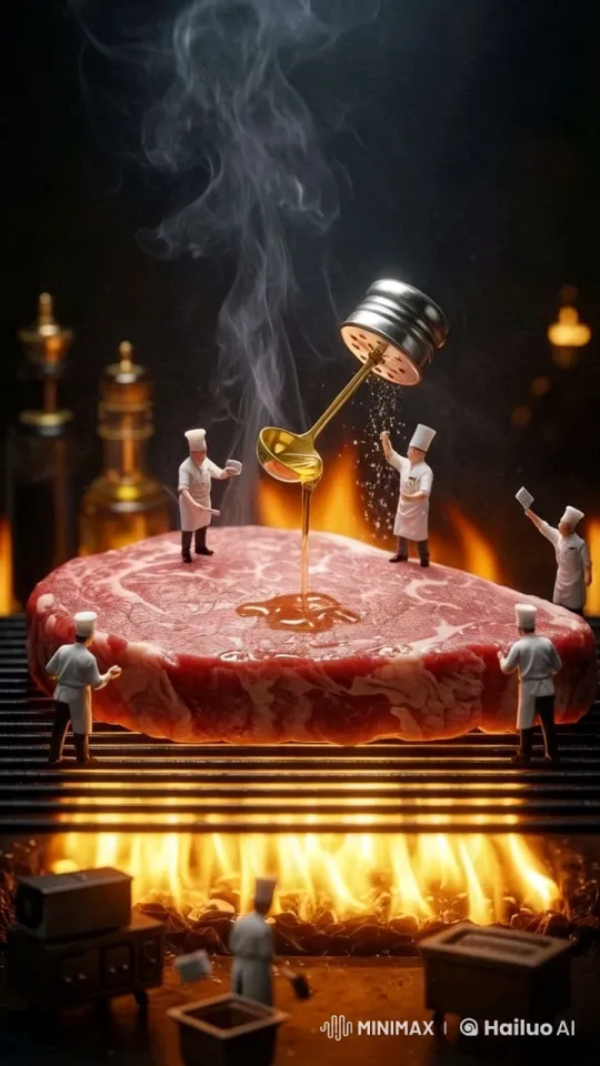 Artful Sizzle: Master Chefs Prepare a Steak – AI Generated Video | Hailuo AI