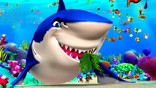 Papa Shark's Colorful海底 Adventure with Fish and Coral – AI Generated Video | Hailuo AI