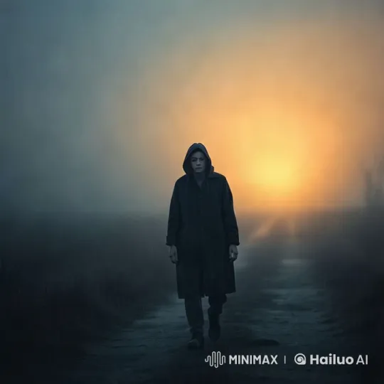 Determined Figure Advances Through Misty Path – AI Generated Video | Hailuo AI
