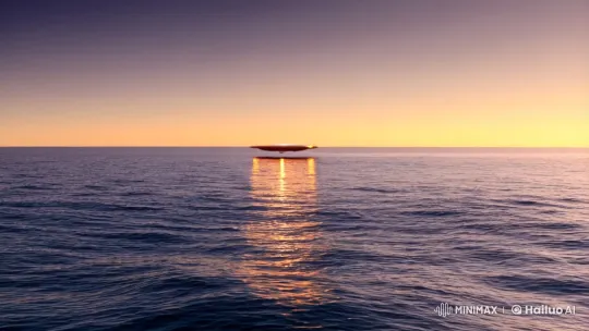 Mystical UFO Floats on Sunlit Ocean at Dusk – AI Generated Video | Hailuo AI