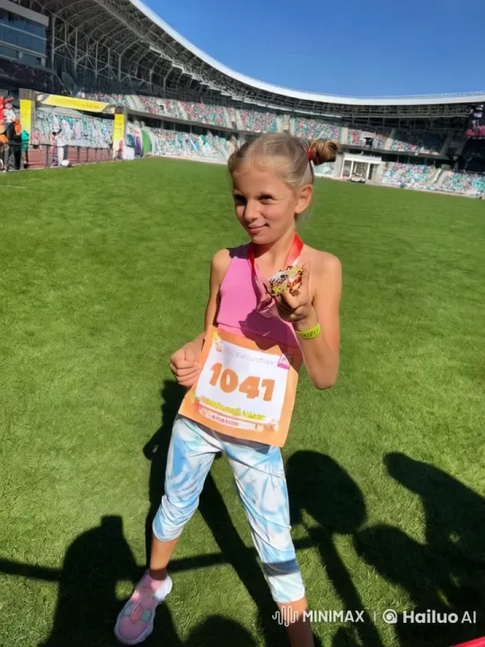 Young Athlete Salutes Buzz Lightyear at Stadium Event – AI Generated Video | Hailuo AI