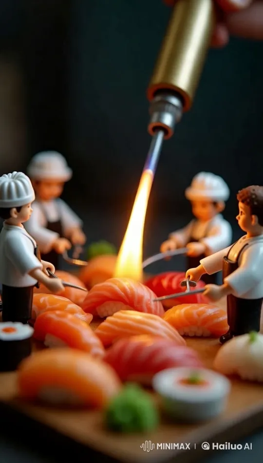 Tiny Sushi Chefs Craft Artful Platter in Ultra HD – AI Generated Video | Hailuo AI