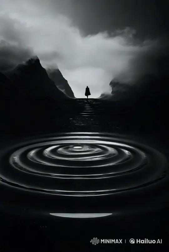 Solitary Figure and Ripples Reflect Serenity and Mystery – AI Generated Video | Hailuo AI