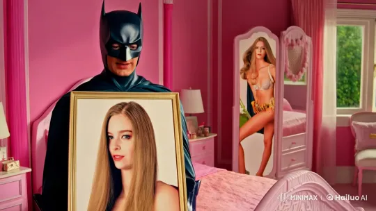 Female Batman Revealed in Feminine Bedroom Setting – AI Generated Video | Hailuo AI