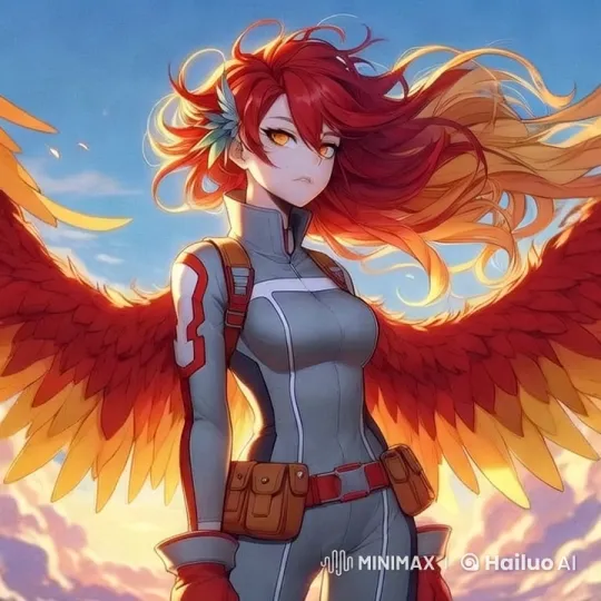 Epic Sunset: Empowered Winged Heroine Stands Resolute – AI Generated Video | Hailuo AI