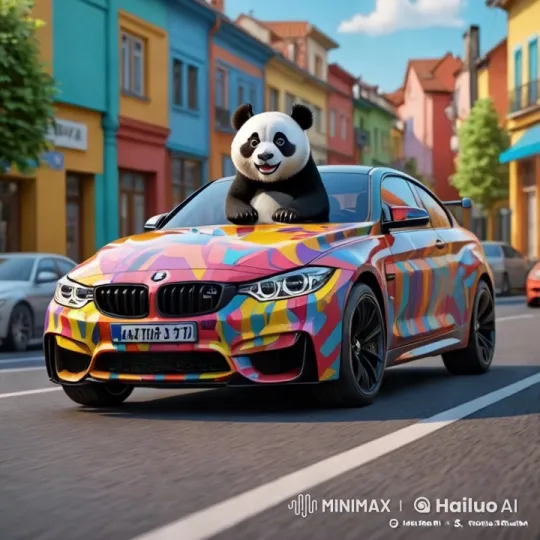Panda on Roof: A Dramatic Car Chase and Fall Scene – AI Generated Video | Hailuo AI