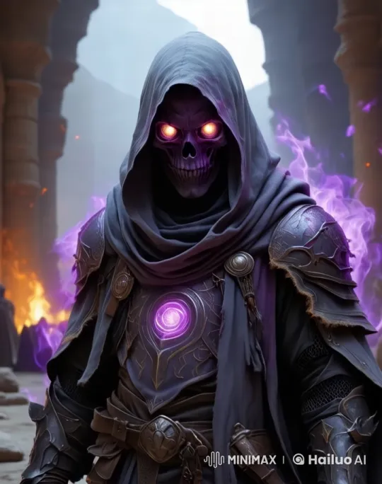 Mystical Skeleton in Ancient Corridor Tracking Shot – AI Generated Video | Hailuo AI