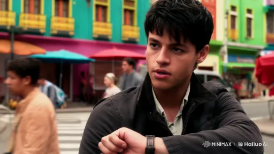 Young Man in Urban Setting: Journey to a Café – AI Generated Video | Hailuo AI