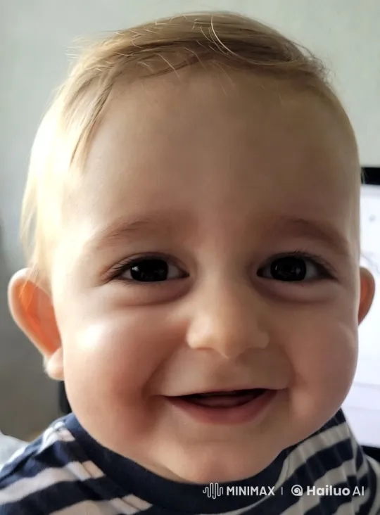 Joyful Baby's Smiling Face Captured in Heartwarming Video – AI Generated Video | Hailuo AI