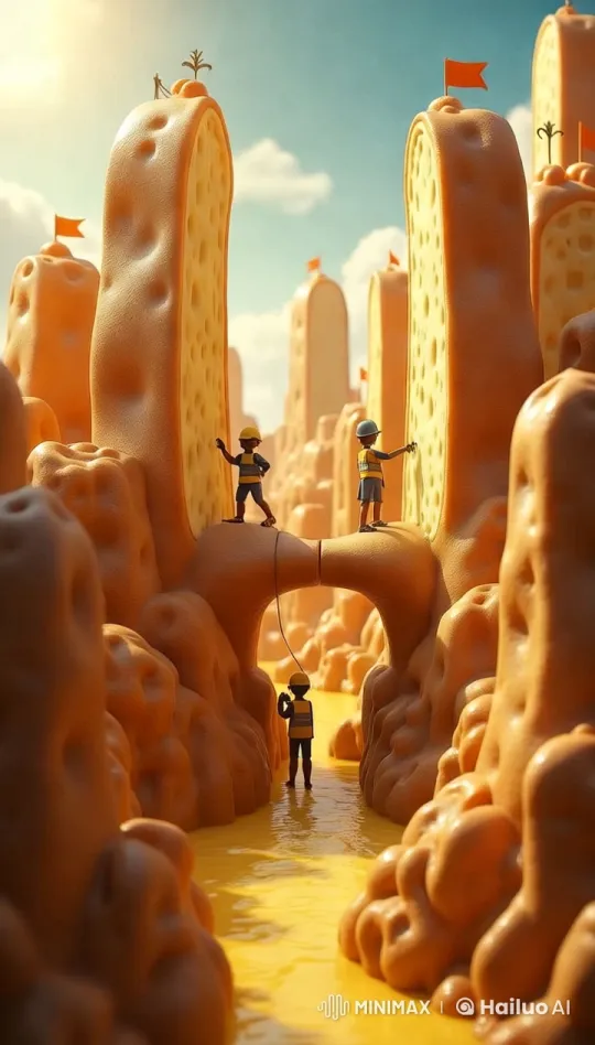 Fantasy City Built Inside Giant Bread Loaf – AI Generated Video | Hailuo AI