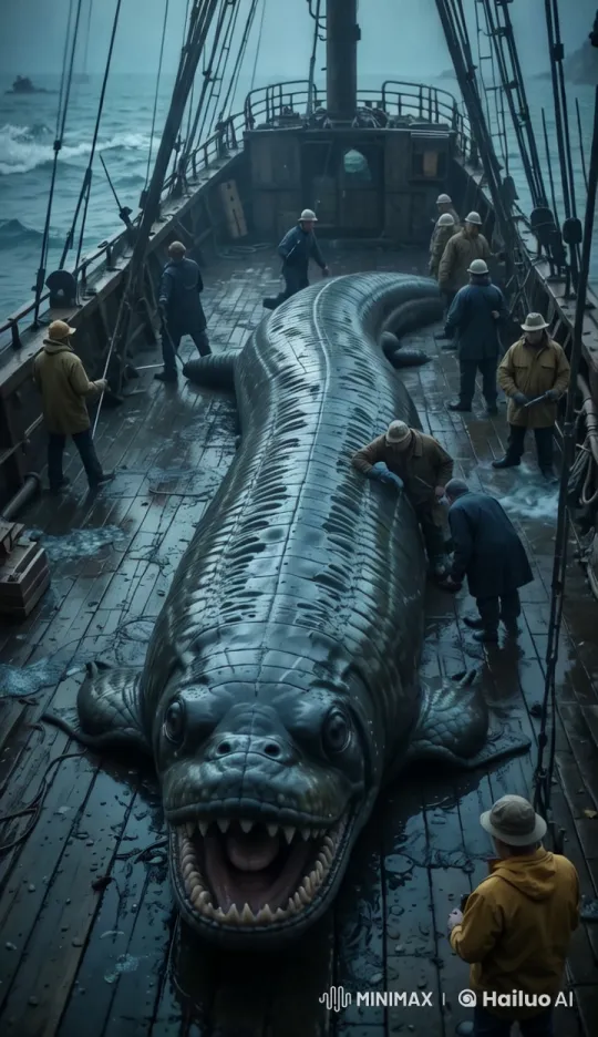 Ancient Ship Encounters Serpent-Like Sea Creature – AI Generated Video | Hailuo AI