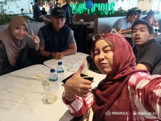 Four Friends Joyfully Dancing in a Café – AI Generated Video | Hailuo AI