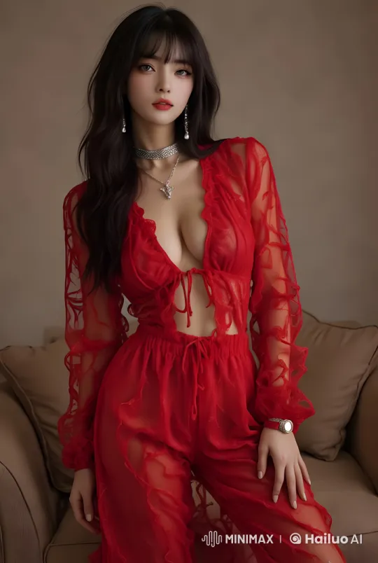 Woman Performs Alluring Dance in Elegant Red Outfit – AI Generated Video | Hailuo AI